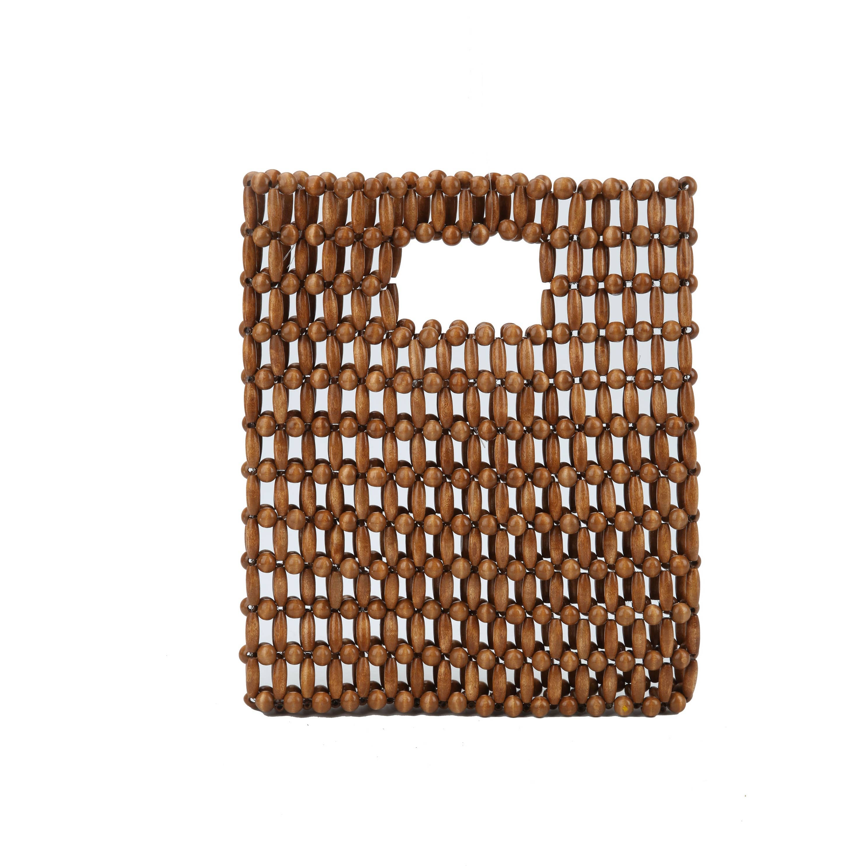 Mini Tote Bag- Wood Beaded