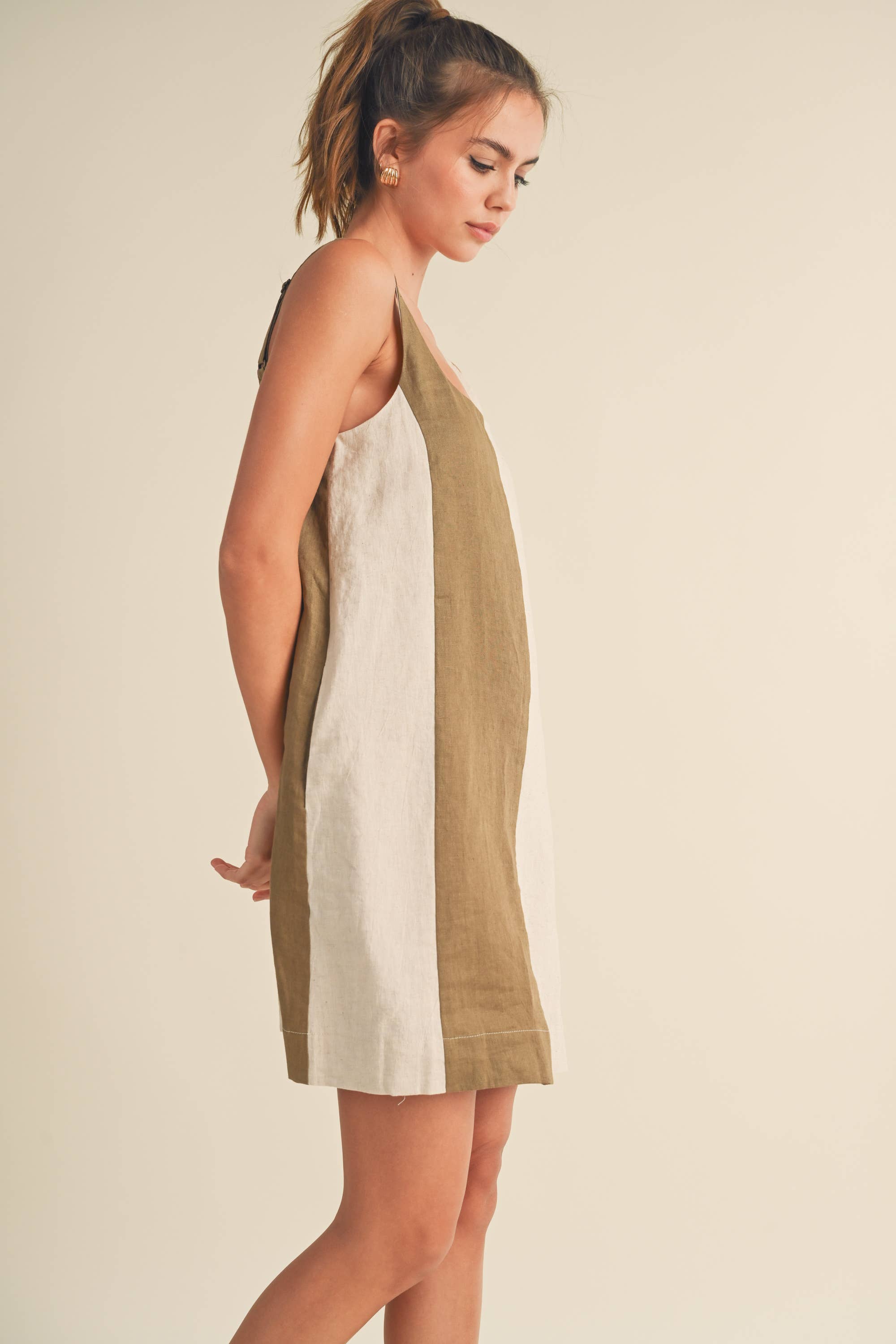 Nico Color Block Linen Mini Dress