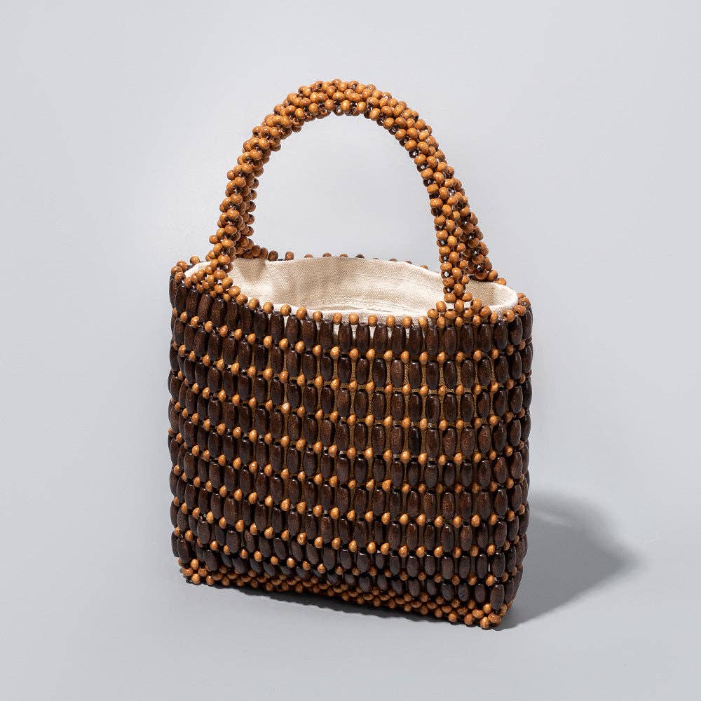 Wooden Bead Woven Handbag
