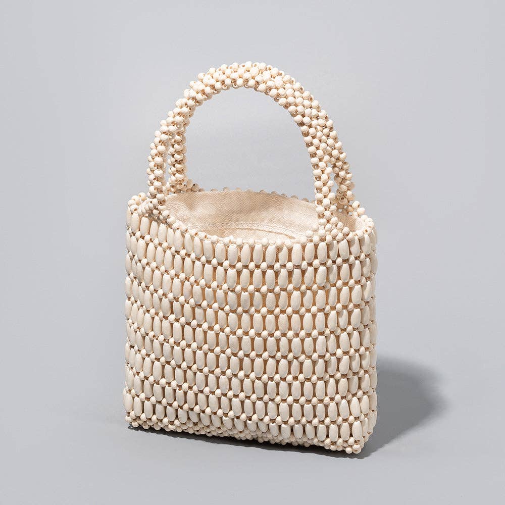 Wooden Bead Woven Handbag