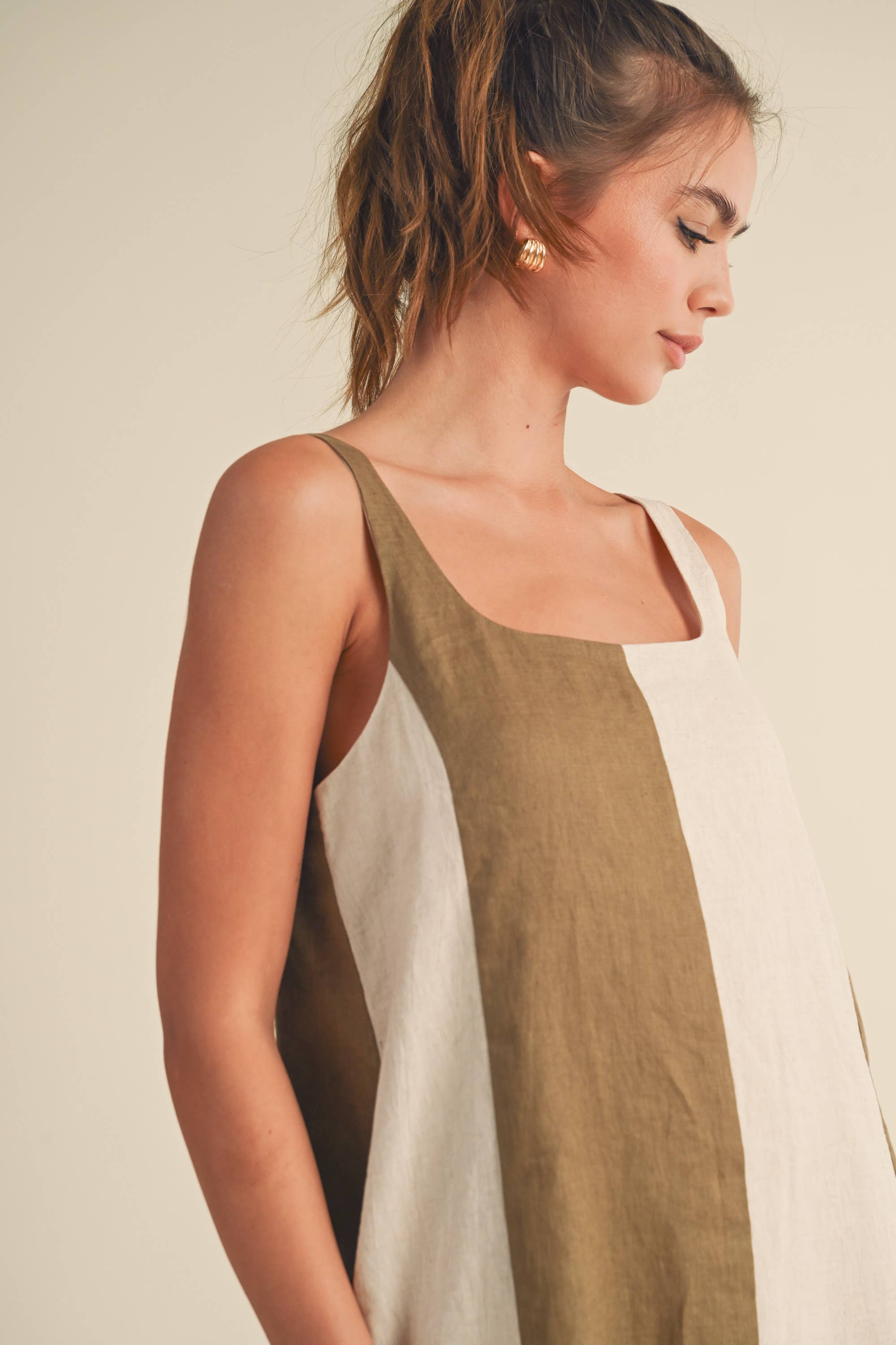 Nico Color Block Linen Mini Dress