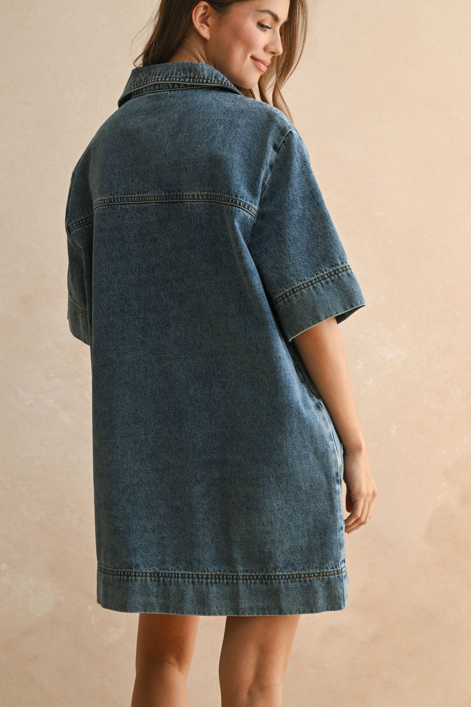V-Neck Denim Tunic Dress V-Neck Denim Tunic Dress