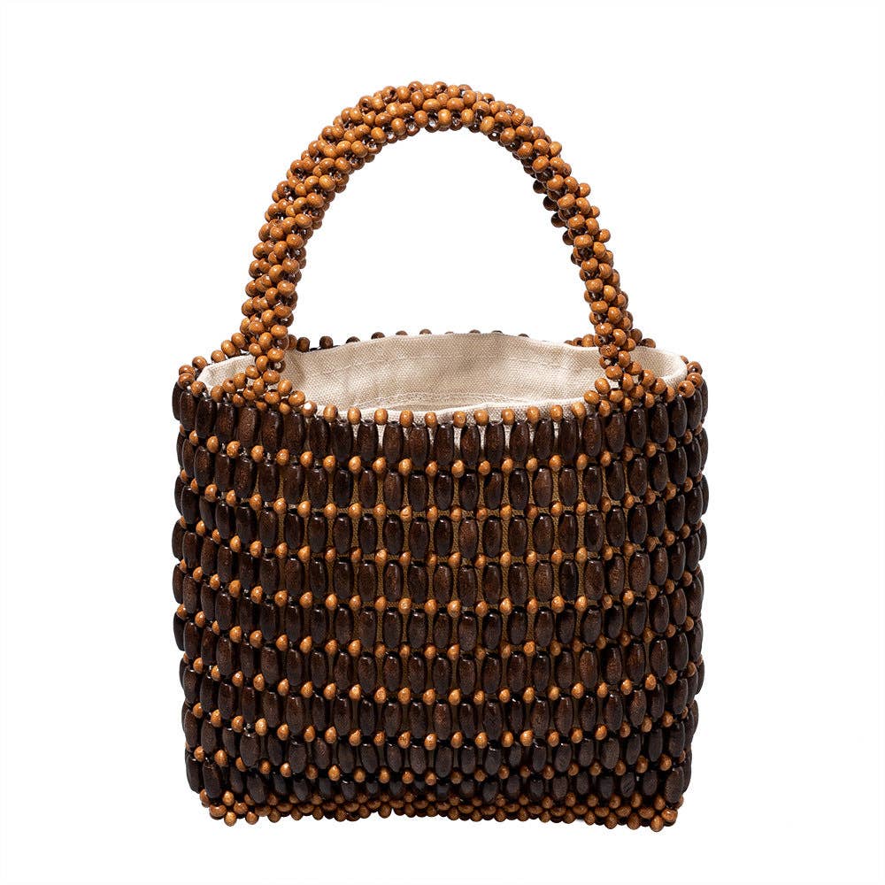 Wooden Bead Woven Handbag