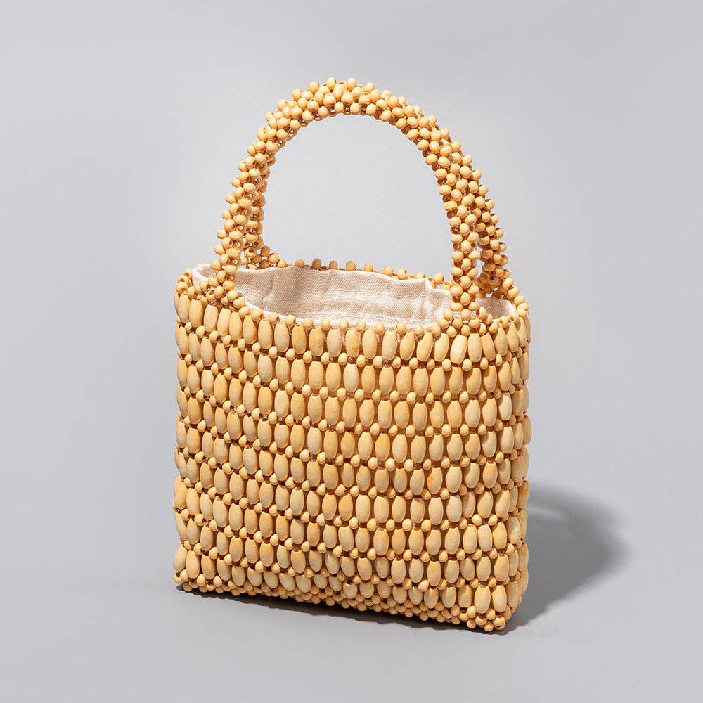 Wooden Bead Woven Handbag